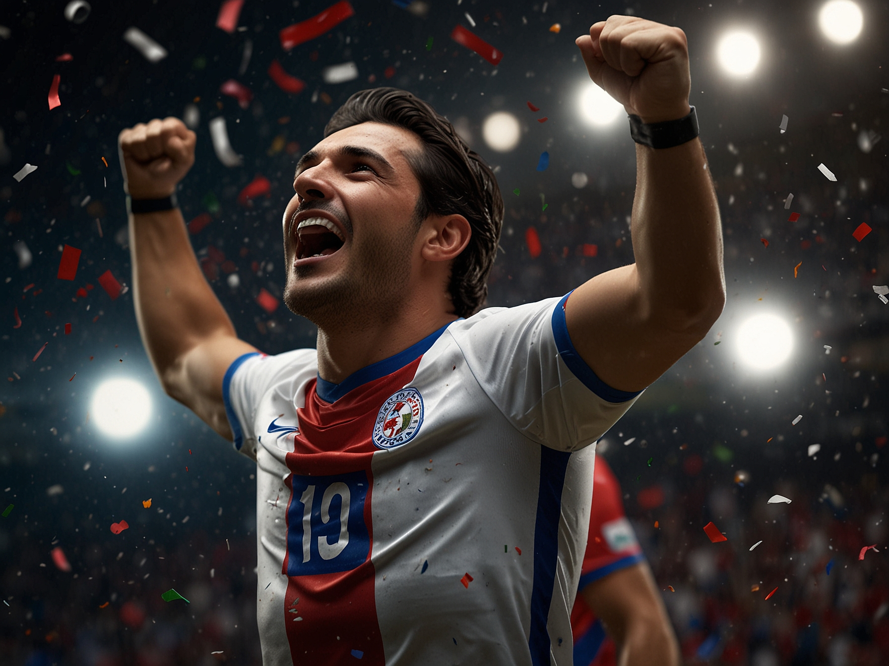 Jugador celebrando victoria en estadio